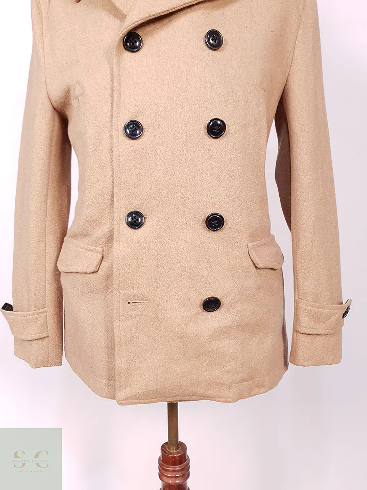 Abrigo Marinero Camel Japonés Imp Mezcla Lana Talla M 3