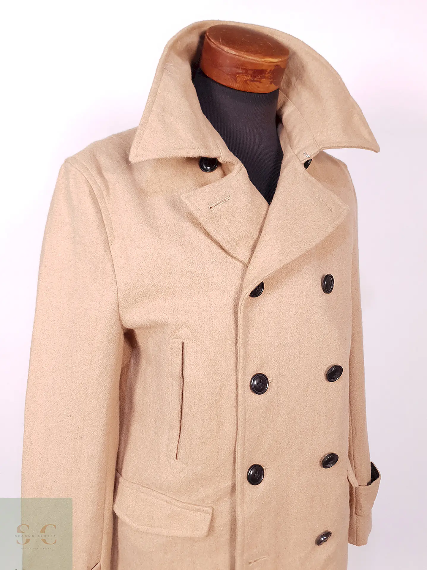 Abrigo Marinero Camel Japonés Imp Mezcla Lana Talla M 6