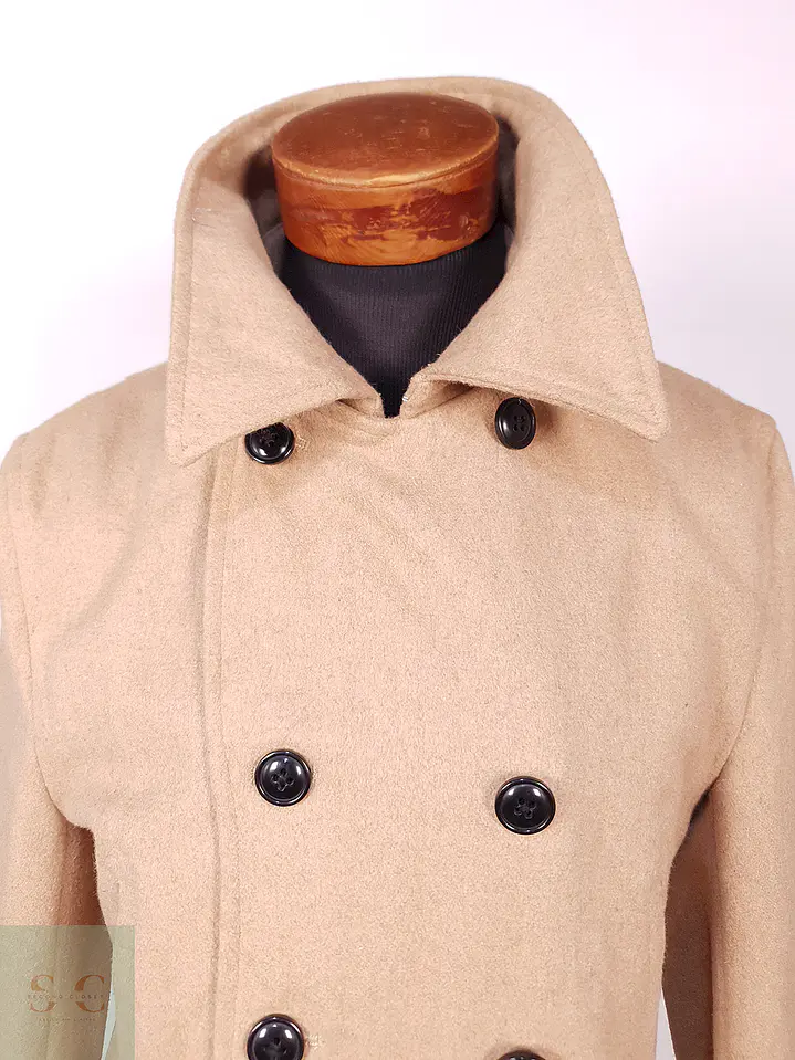 Abrigo Marinero Camel Japonés Imp Mezcla Lana Talla M 7