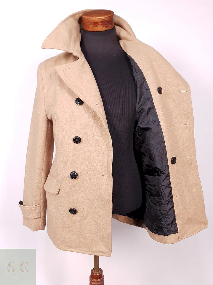Abrigo Marinero Camel Japonés Imp Mezcla Lana Talla M 9