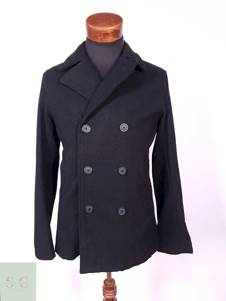 Abrigo Marinero Old Navy Negro Lana Reciclada Talla S 1