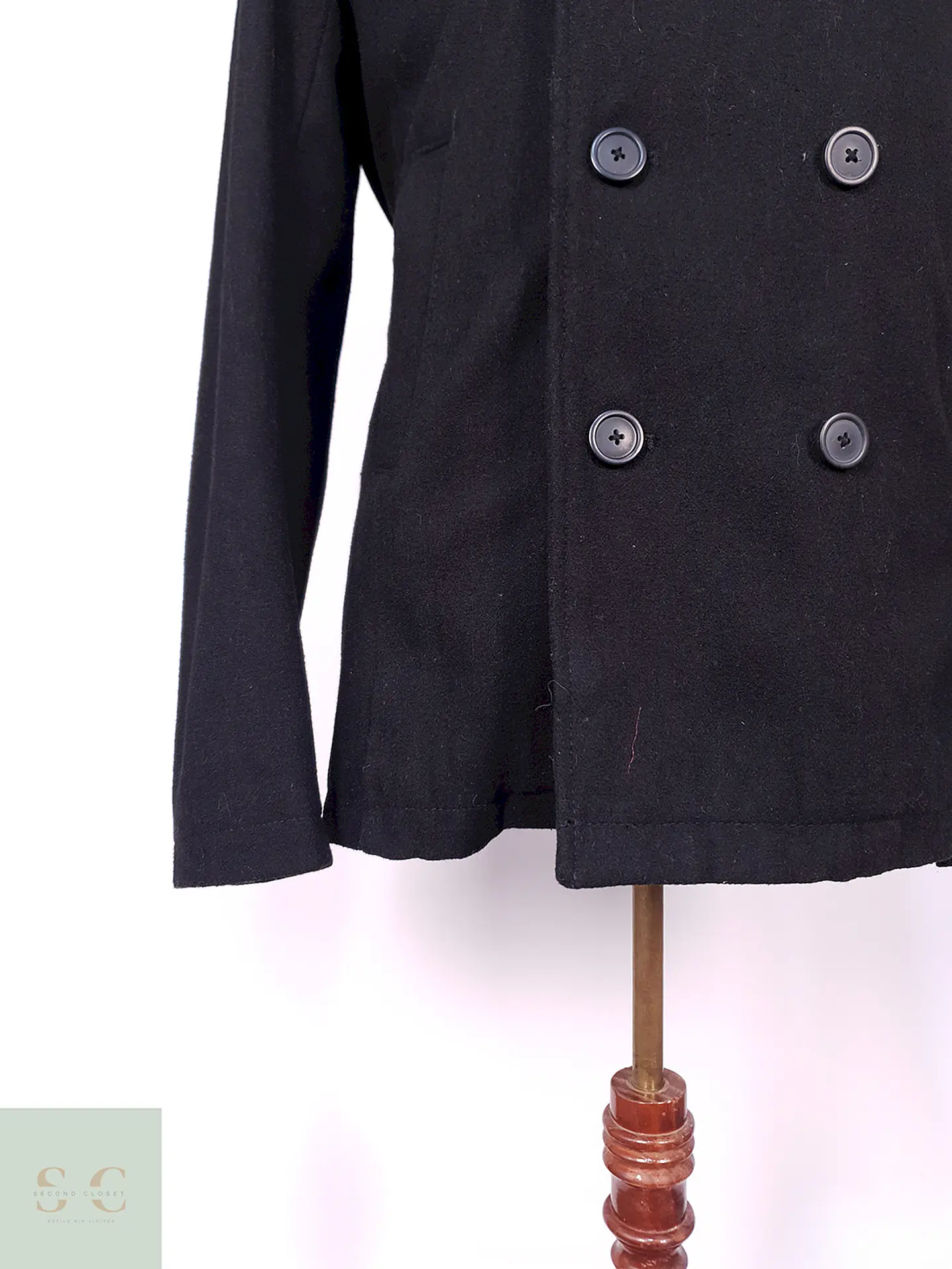 Abrigo Marinero Old Navy Negro Lana Reciclada Talla S 2