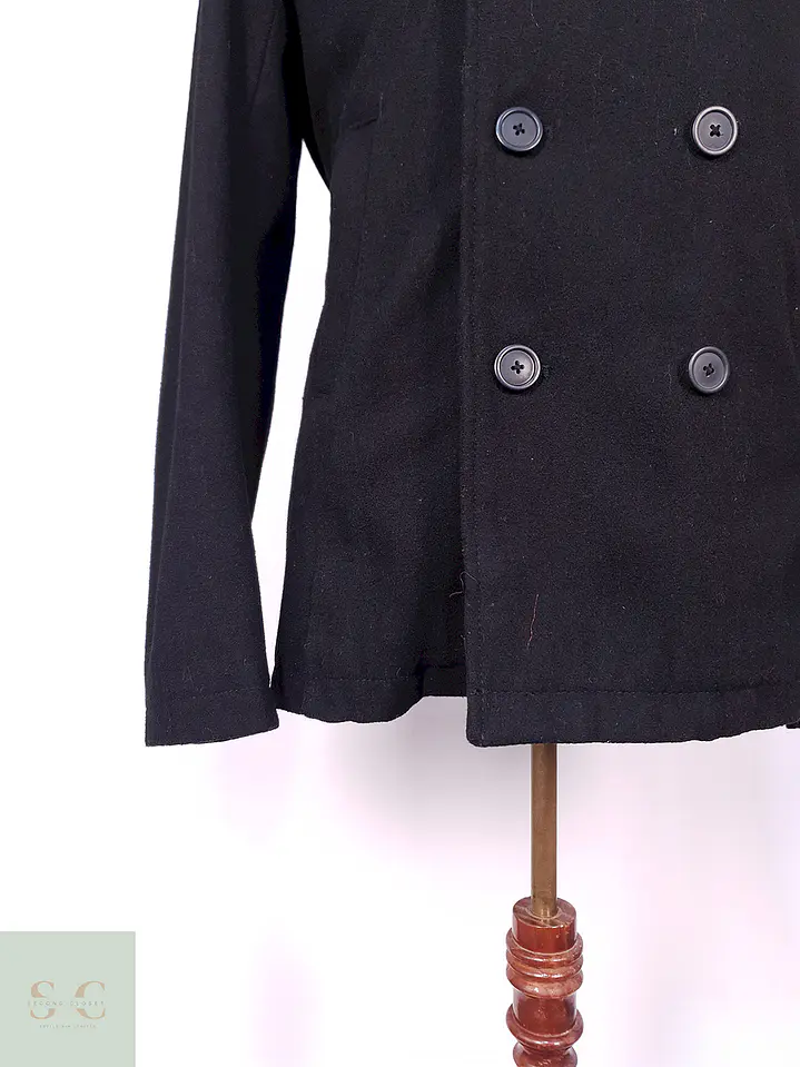 Abrigo Marinero Old Navy Negro Lana Reciclada Talla S 2