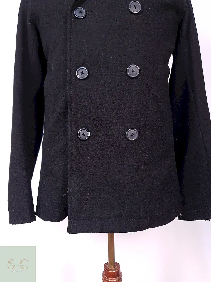Abrigo Marinero Old Navy Negro Lana Reciclada Talla S 3