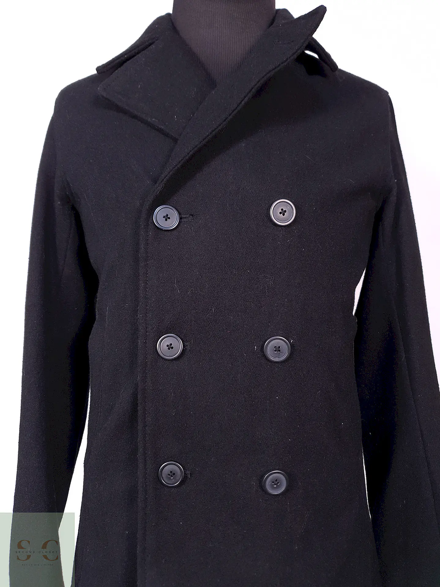 Abrigo Marinero Old Navy Negro Lana Reciclada Talla S 4