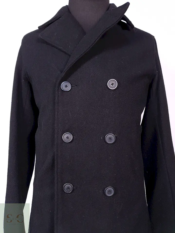 Abrigo Marinero Old Navy Negro Lana Reciclada Talla S 4