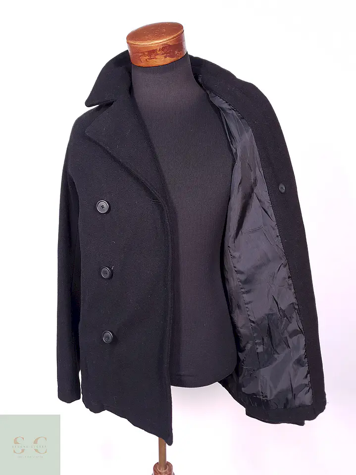 Abrigo Marinero Old Navy Negro Lana Reciclada Talla S 7