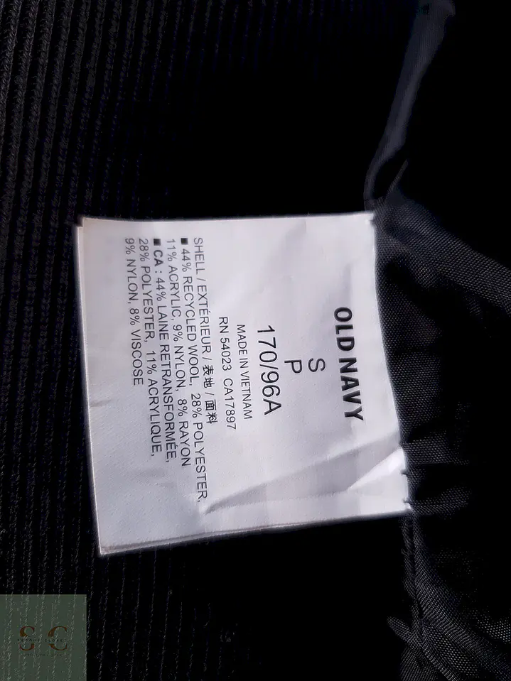 Abrigo Marinero Old Navy Negro Lana Reciclada Talla S 8