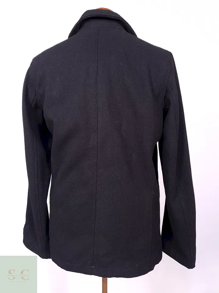 Abrigo Marinero Old Navy Negro Lana Reciclada Talla S 9