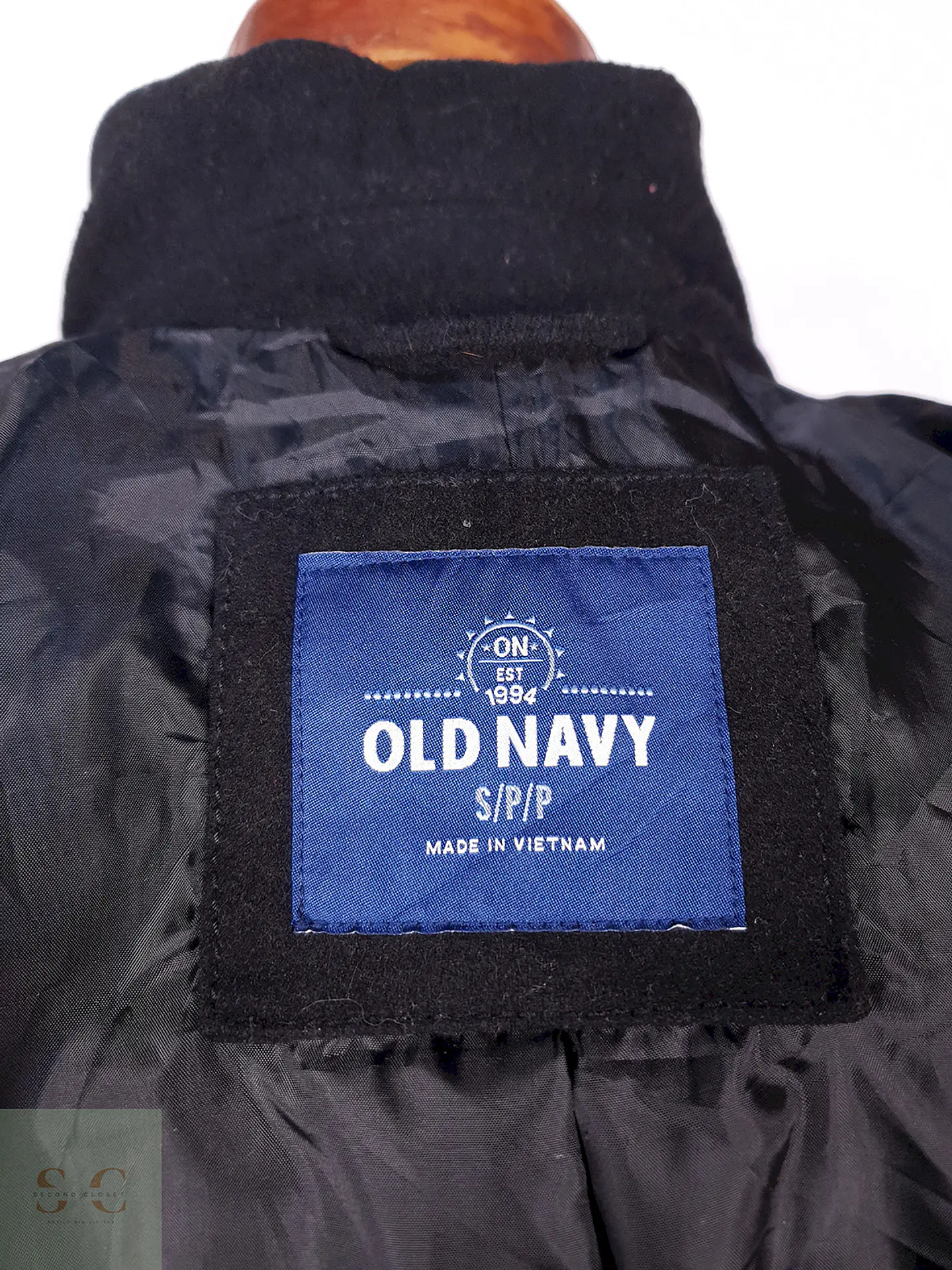 Abrigo Marinero Old Navy Negro Lana Reciclada Talla S 10