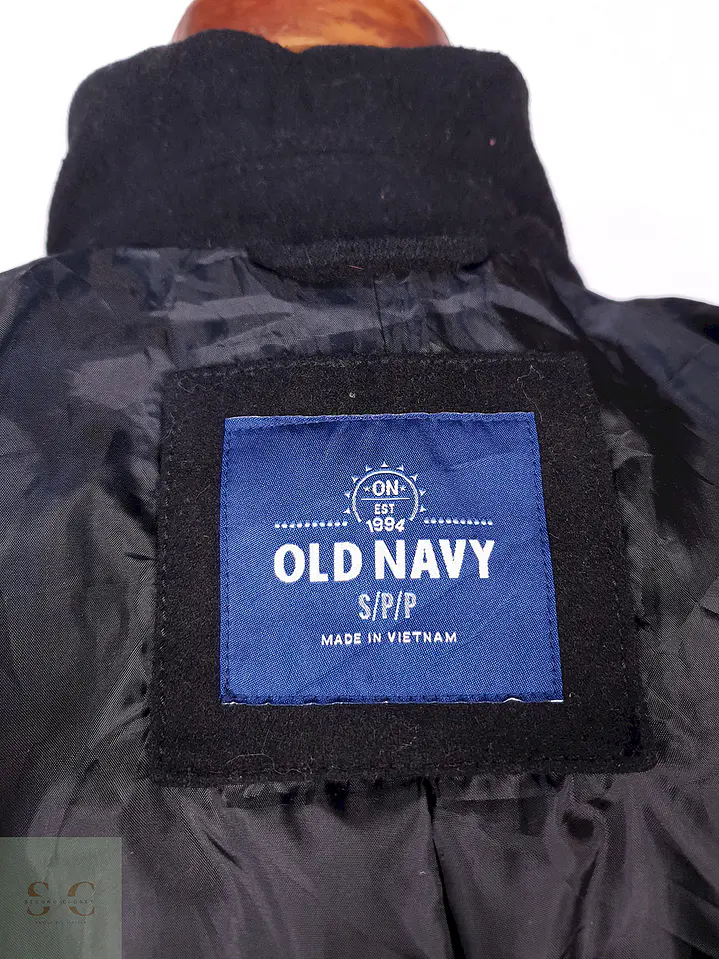 Abrigo Marinero Old Navy Negro Lana Reciclada Talla S 10