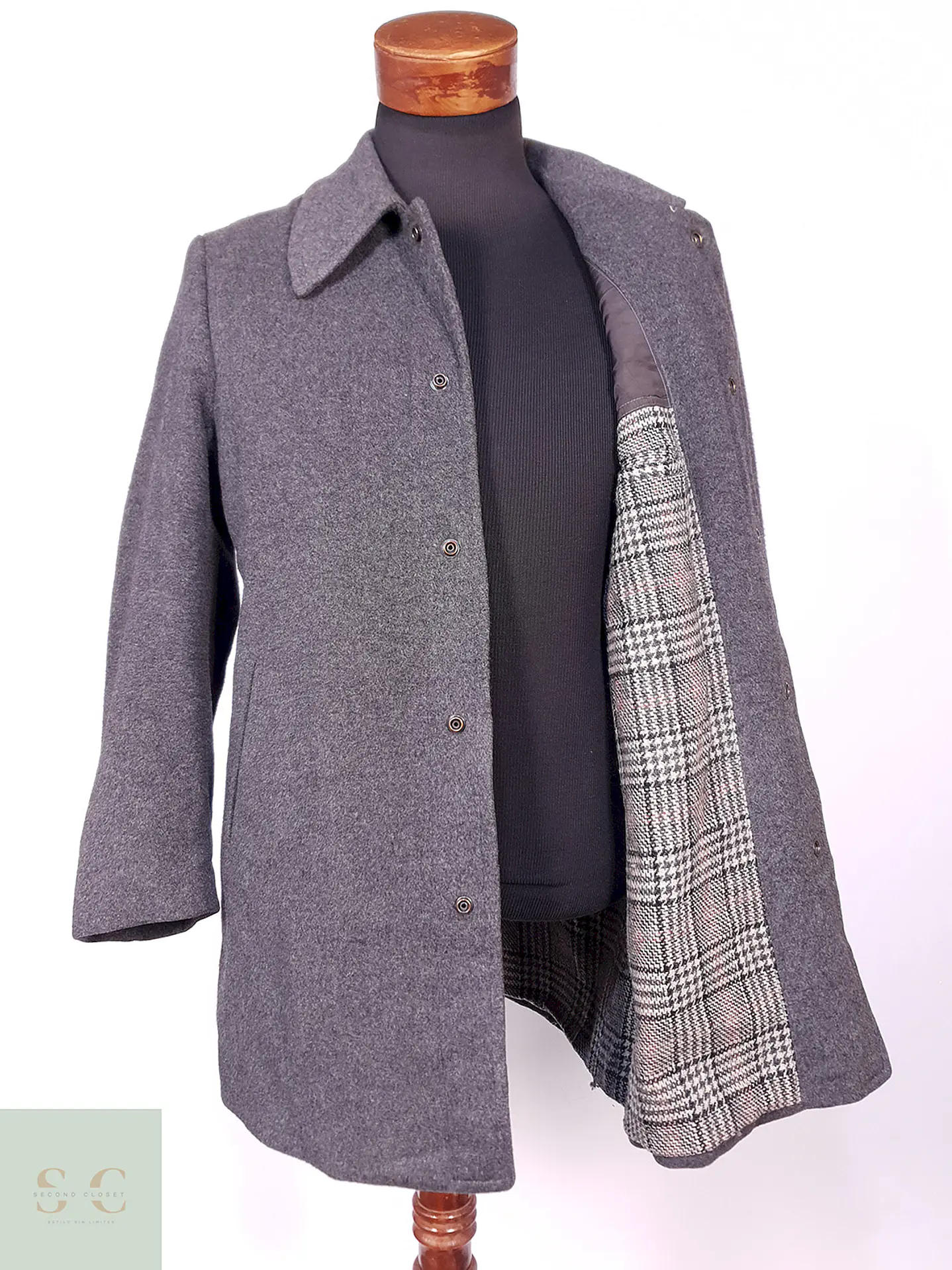 Abrigo Vintage Plomo Lana Talla SM 8