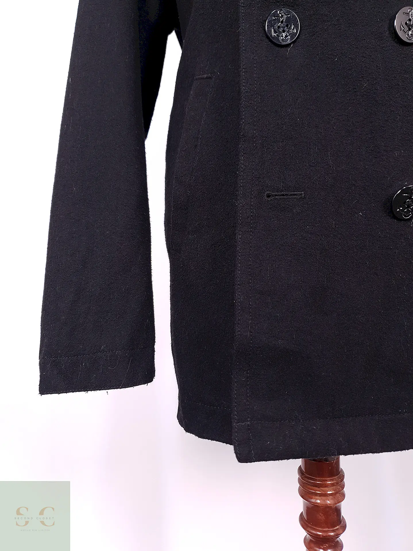 Abrigo Marinero Old Navy Negro Lana Reciclada Talla L 2