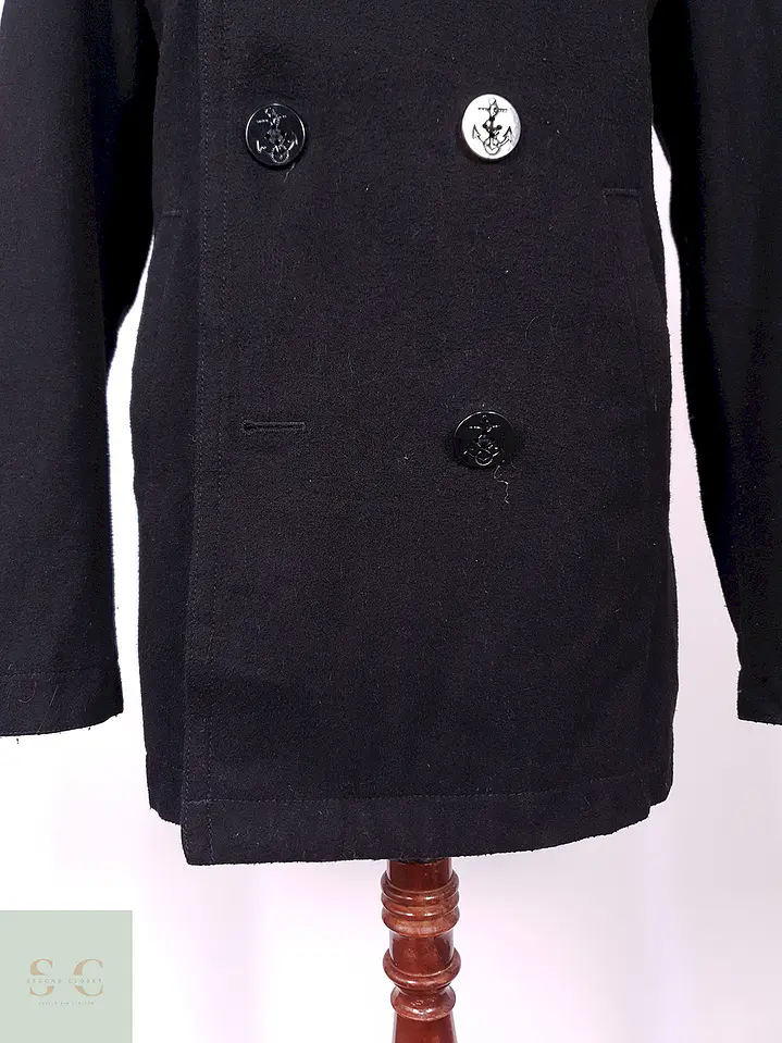 Abrigo Marinero Old Navy Negro Lana Reciclada Talla L 3
