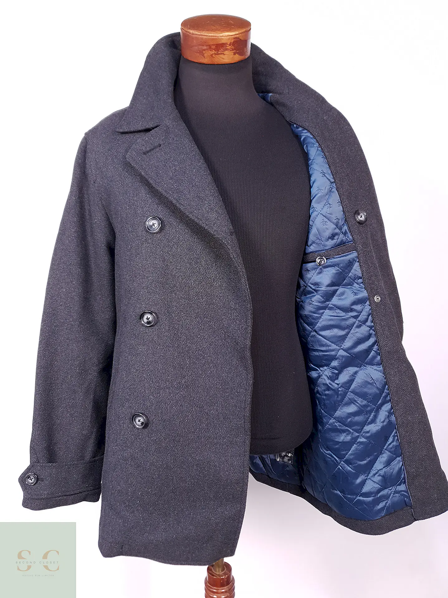 Abrigo Marinero Penguin Plomo Mezcla Lana Talla ML 10