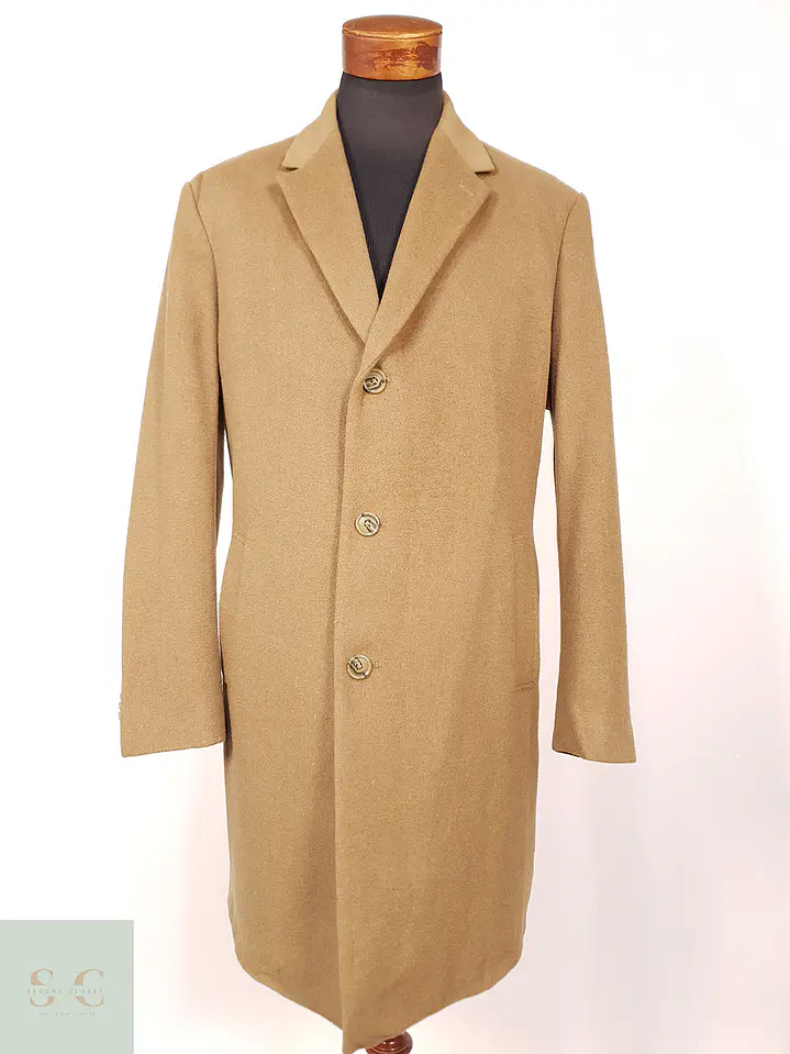 Abrigo Largo Camel Jos A Bank 70% Lana Talla XL 1