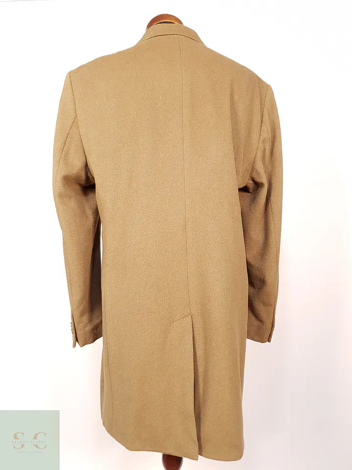 Abrigo Largo Camel Jos A Bank 70% Lana Talla XL 10