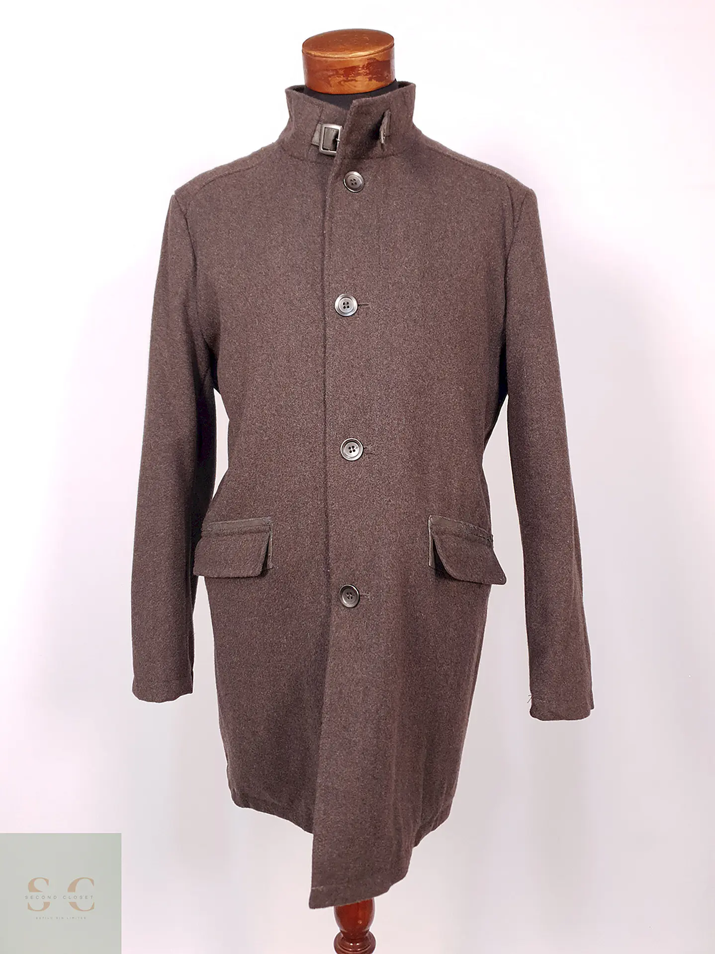 Abrigo Kenneth Cole Café Lana Talla LXL 1