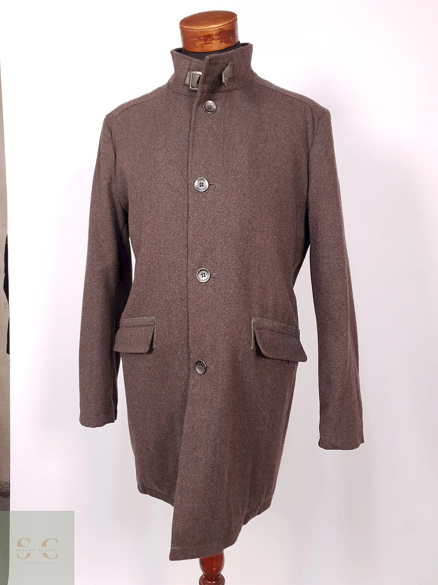 Abrigo Kenneth Cole Café Lana Talla LXL 2