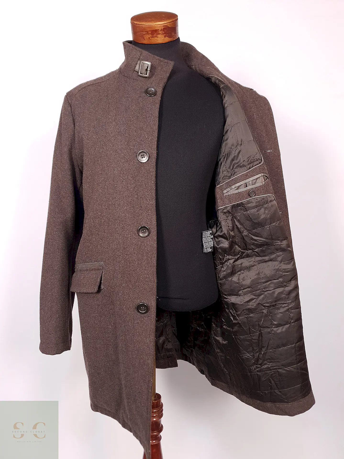 Abrigo Kenneth Cole Café Lana Talla LXL 11