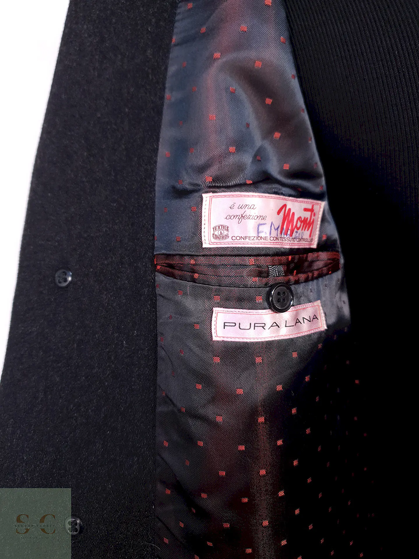 Abrigo Vintage Monti 100% Lana Virgen Grafito Talla S 10