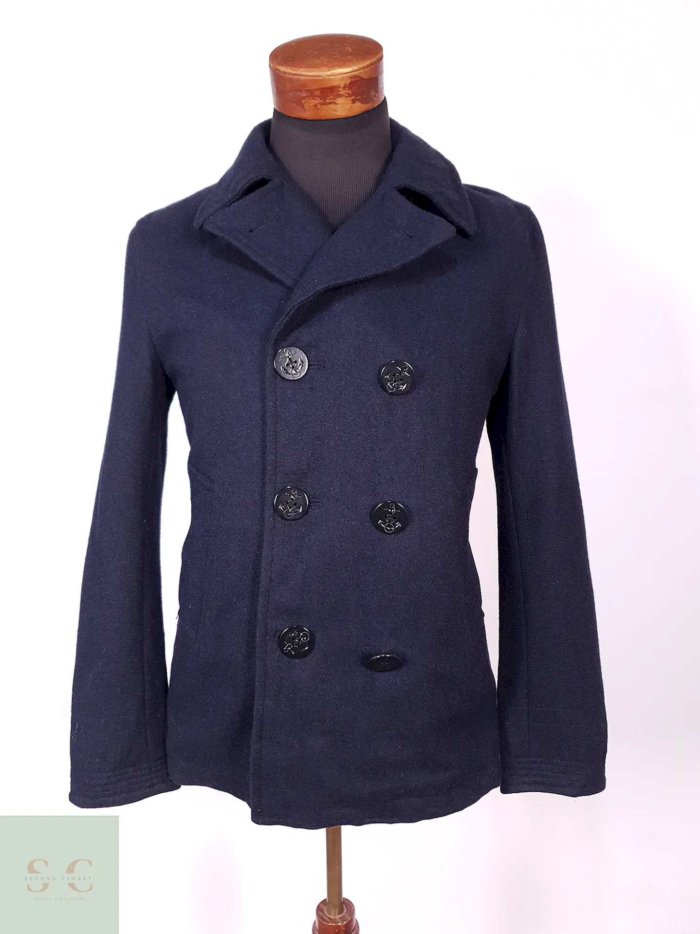 Abrigo Marinero Azul Japonés Coen Worker Unión 70% Lana Talla S 1