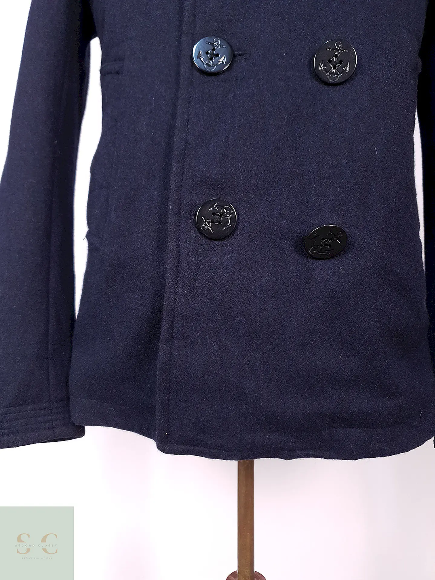 Abrigo Marinero Azul Japonés Coen Worker Unión 70% Lana Talla S 2