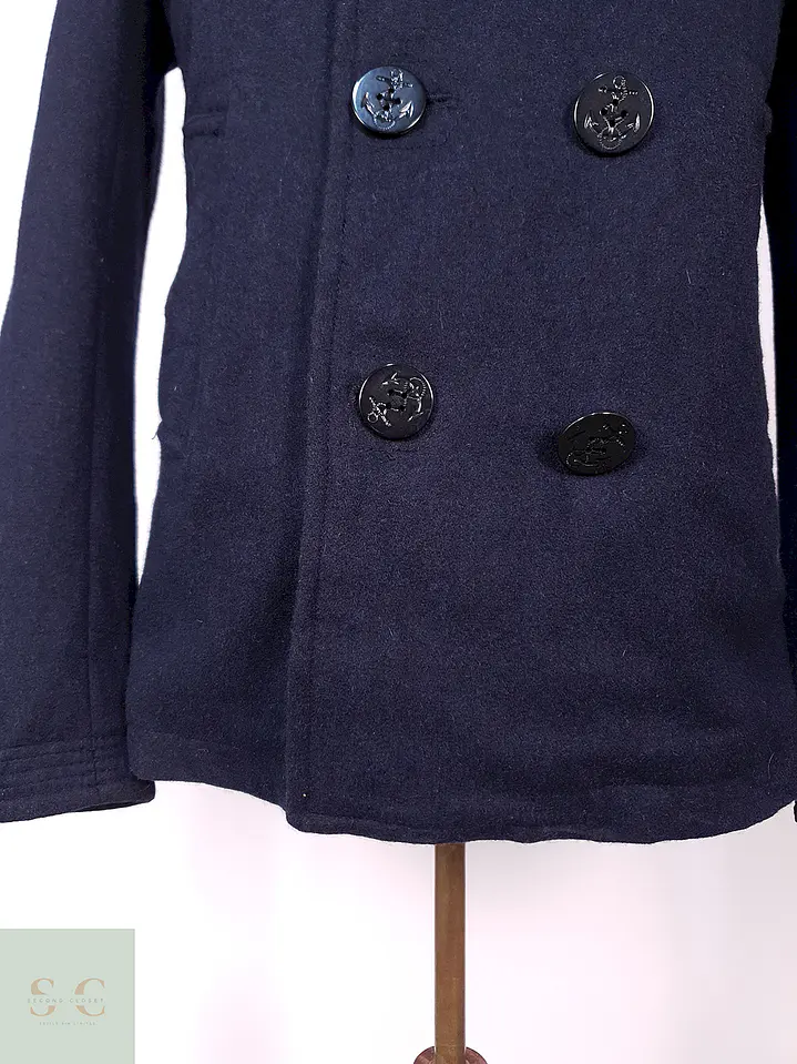 Abrigo Marinero Azul Japonés Coen Worker Unión 70% Lana Talla S 2