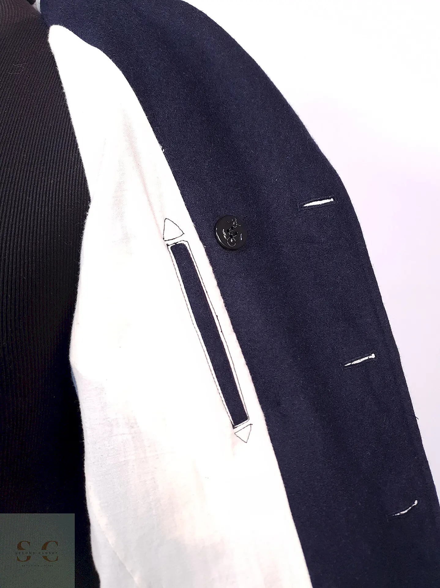 Abrigo Marinero Azul Japonés Coen Worker Unión 70% Lana Talla S 8