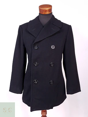 Abrigo Marinero Negro 100% Lana Fuerzas Armadas EEUU Talla M
