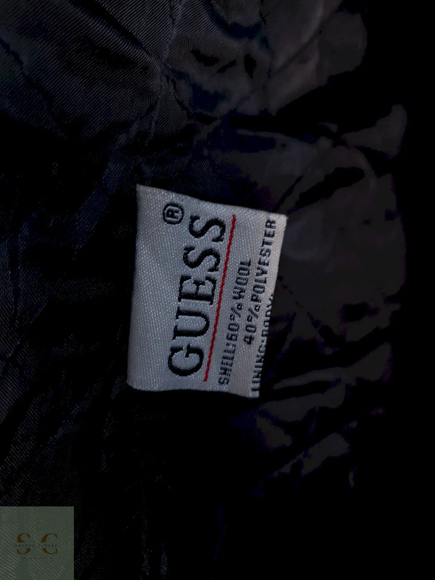Abrigo Cruzado Negro Guess Lana Talla L 12