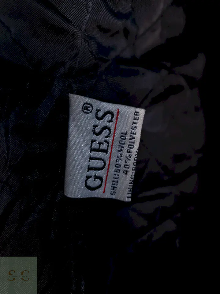 Abrigo Cruzado Negro Guess Lana Talla L 12