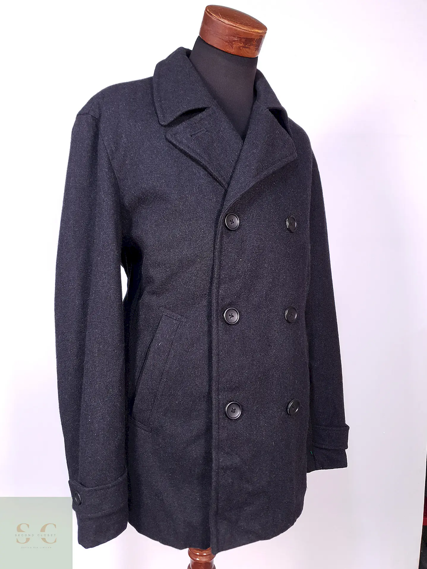 Abrigo Marinero Plomo Clairborne Wool Blend Talla LXL 7