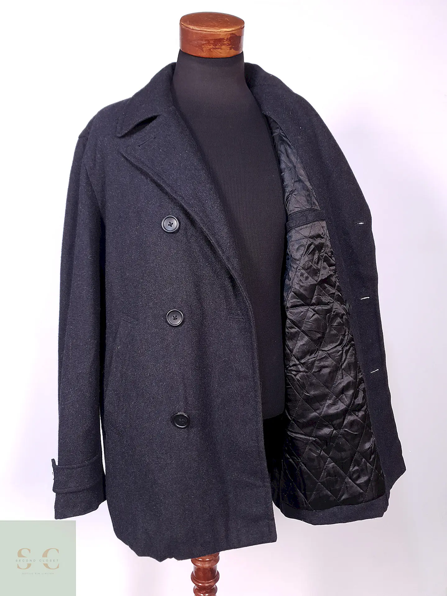 Abrigo Marinero Plomo Clairborne Wool Blend Talla LXL 9