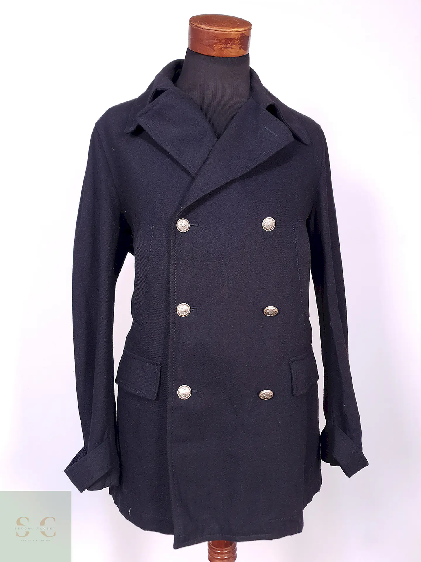 Abrigo Marinero Azul Incom Uomo 60% Lana Talla M 2