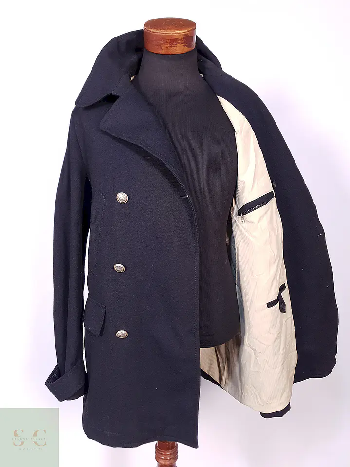 Abrigo Marinero Azul Incom Uomo 60% Lana Talla M 8