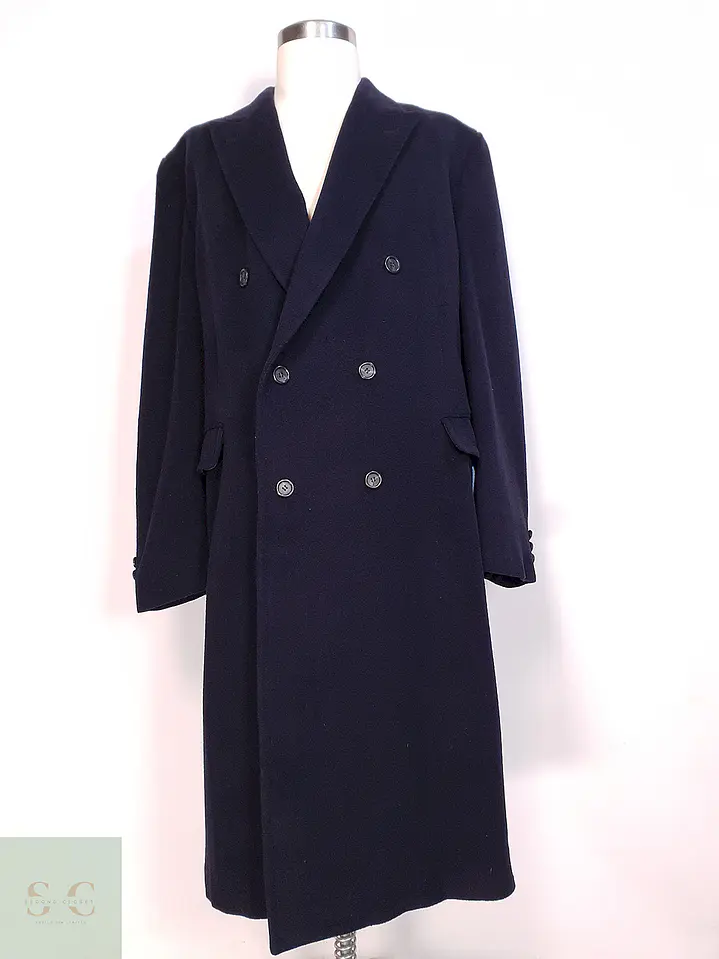 Abrigo Cruzado Largo Azul James Whitehead Lana Cashmere Talla XL 1