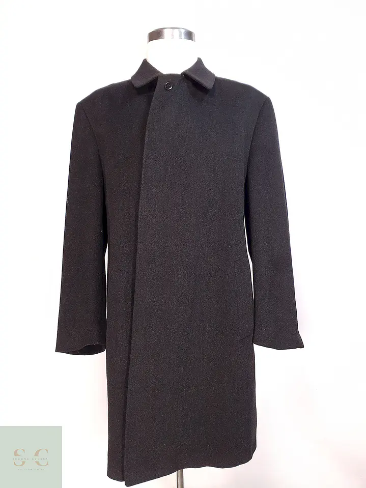 Abrigo Largo Plomo Marengo Italiano 100% Lana Virgen Piacenza Talla XXL 3