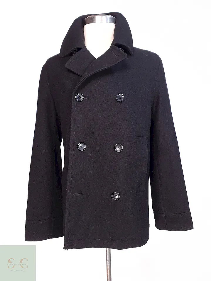 Abrigo Marinero Negro Merona Lana Talla M 1