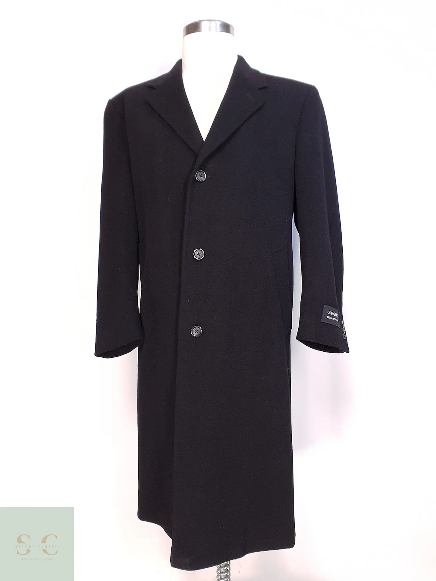 Abrigo Largo Negro Lana George Talla XL 1