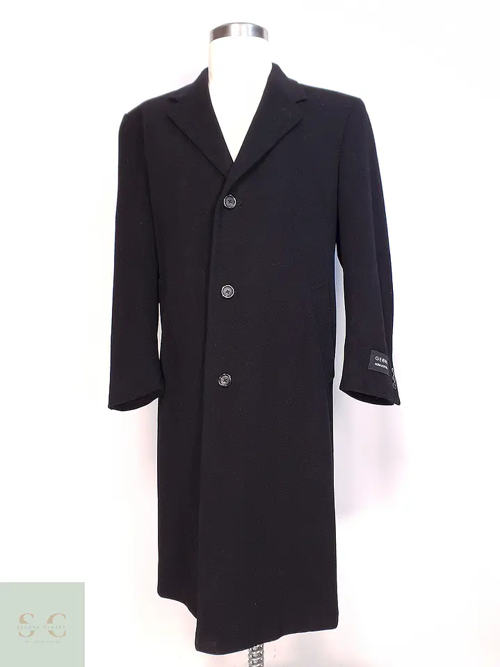 Abrigo Largo Negro Lana George Talla XL 1