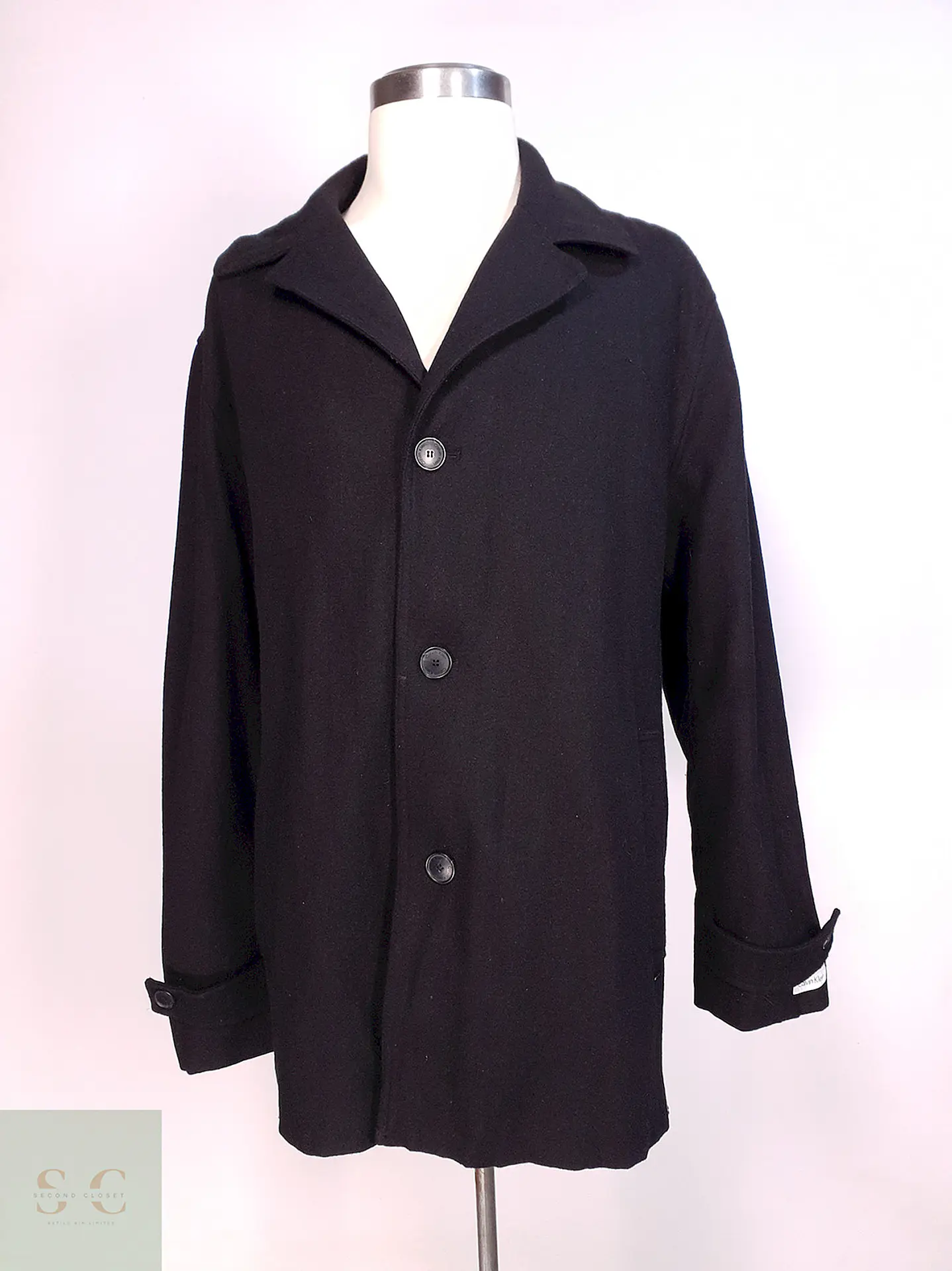 Abrigo Chaquetón Negro Calvin Klein 50% Lana Talla XXL 1