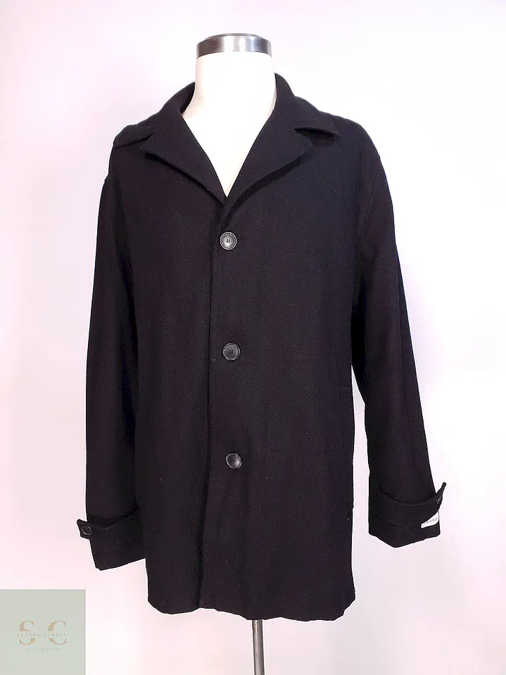 Abrigo Chaquetón Negro Calvin Klein 50% Lana Talla XXL 1