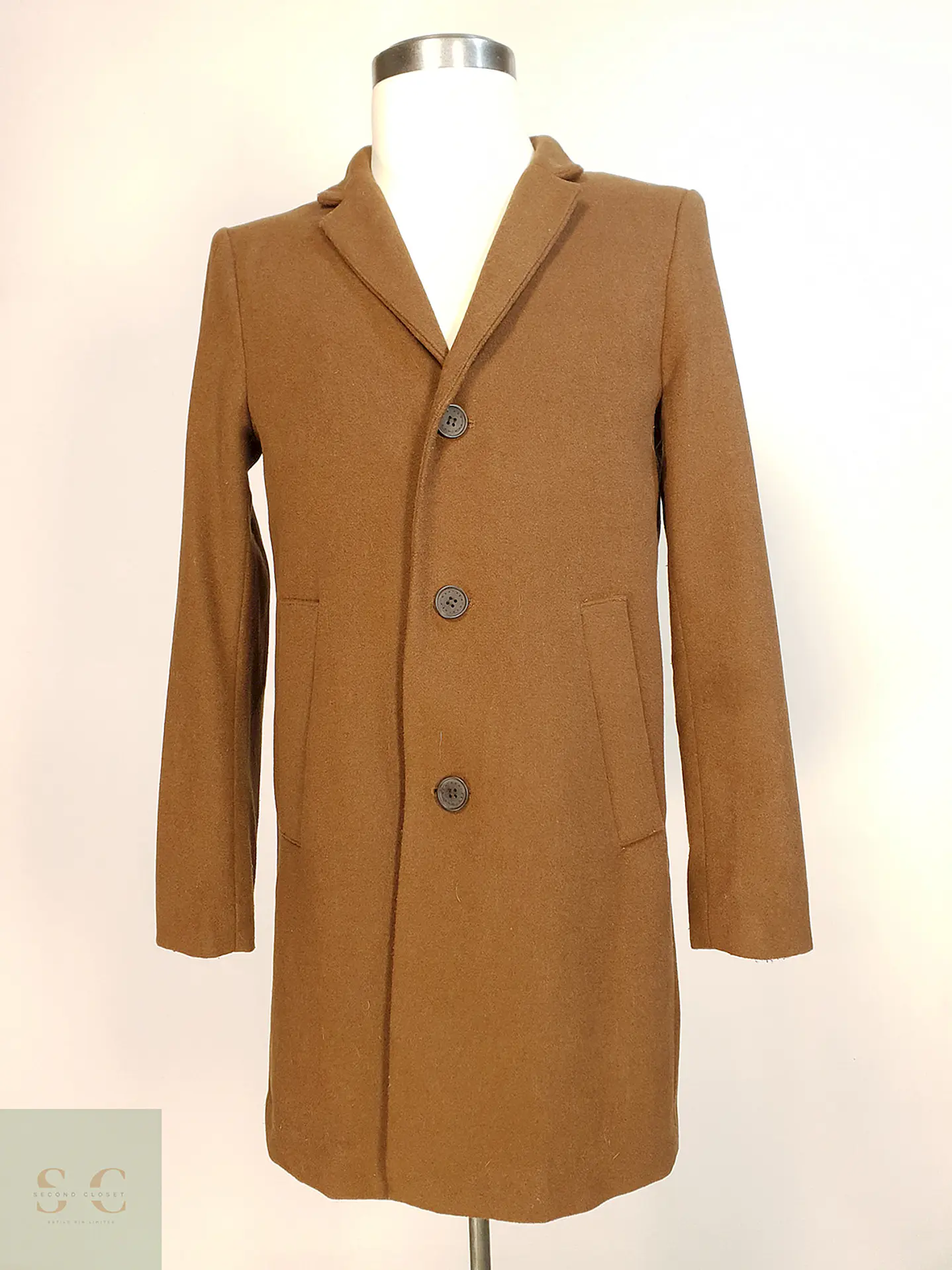Abrigo Camel H&M Mezcla Lana Talla S 1