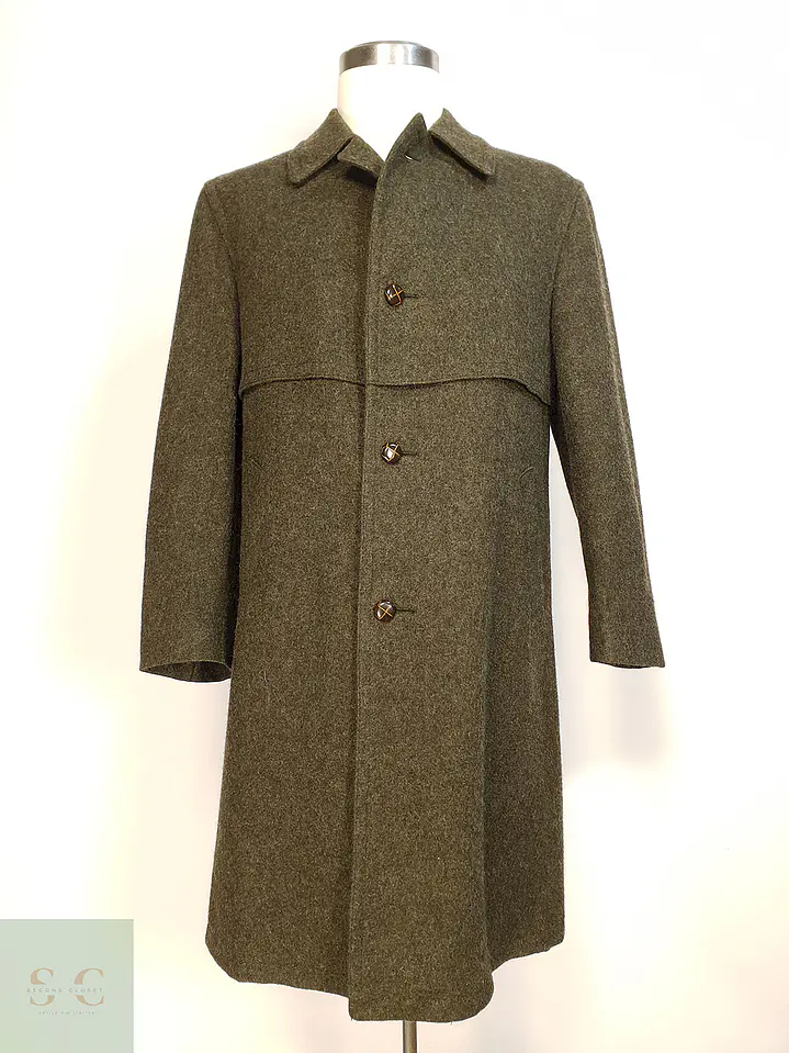Abrigo Largo Loden Verde Baur Tirol 100% Lana Virgen Talla L 1