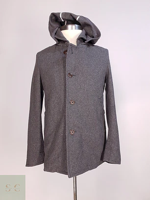 Abrigo Corto Gris Lana Cashmere Mens Melrose con Chaleco Talla SM