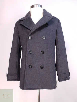 Abrigo Marinero Plomo Lands' End Lana gruesa Talla SM