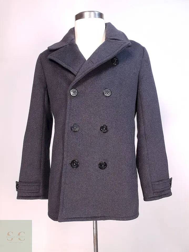 Abrigo Marinero Plomo Lands' End Lana gruesa Talla SM 1
