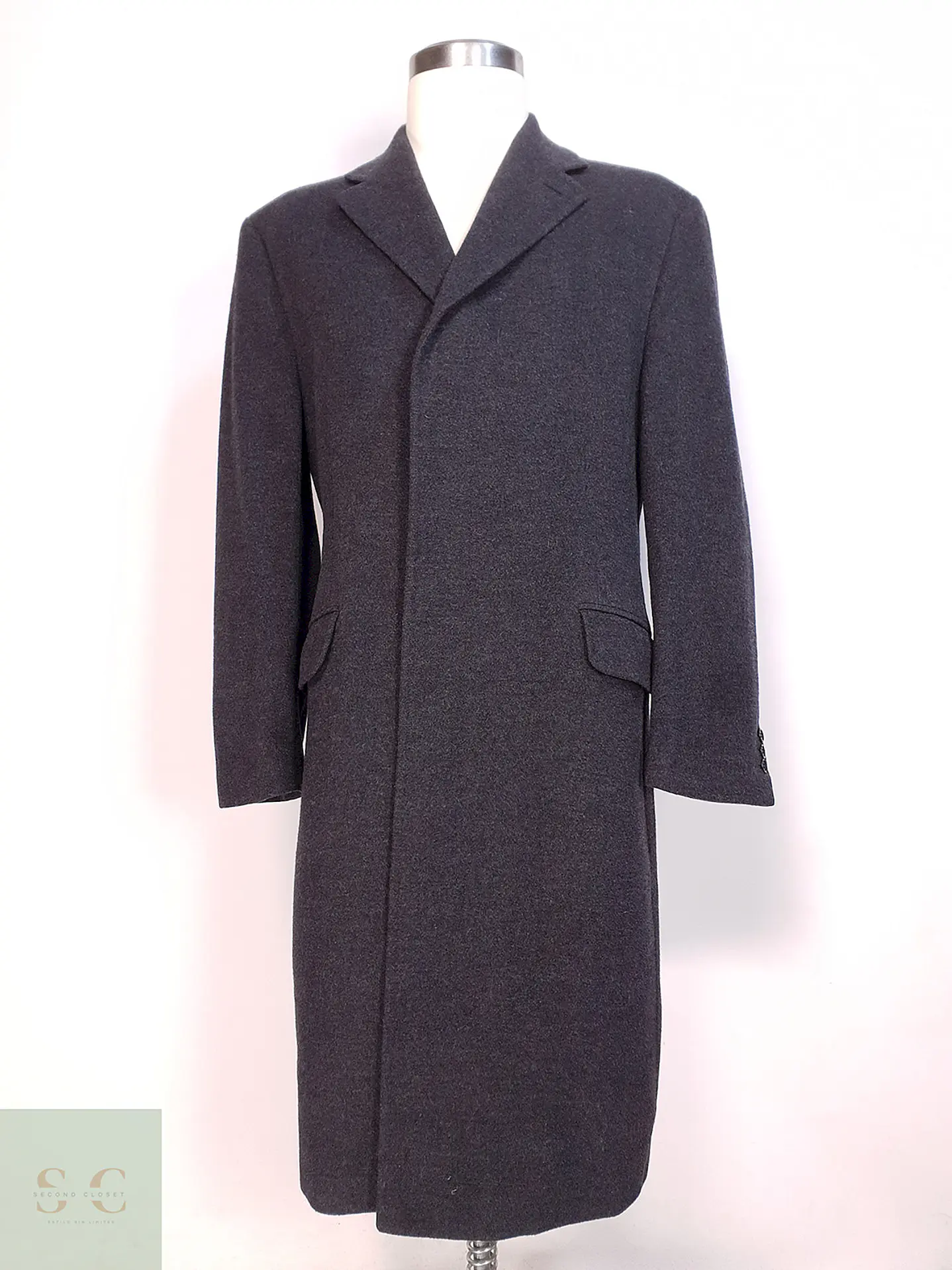 Abrigo Largo Plomo San Remo Lana Virgen Cashmere Talla 2XL 4
