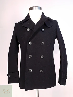 Abrigo Marinero Negro Japonés Ships Jet Blue - Lana Talla XS
